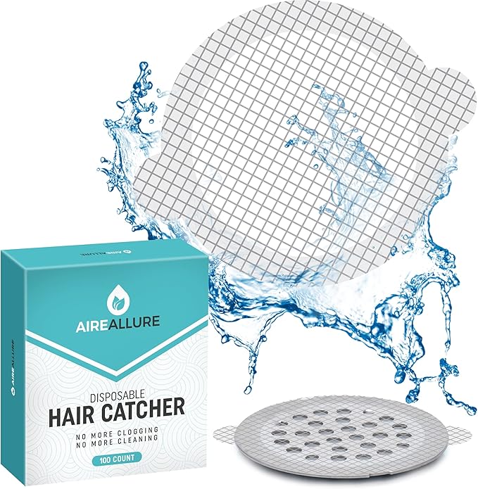 100 Pack Disposable Shower Drain Hair Catcher Mesh Stickers - Peel & Stick Drain Strainers to Prevent Clogs, Strong Waterproof Adhesive, Mess-Free Disposable Drain Covers for Shower & Bathtub