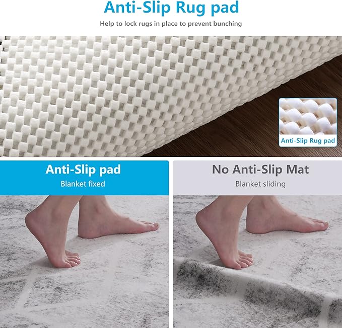 Non Slip Area Rug Pads Non Skid Rug Gripper 2x3 Feet Extra Thick Pad Anti-Slip Carpet Rug Mats for Hardwood Surface Floors, Keep Rugs Safe and in Place (2 x 3 Ft)