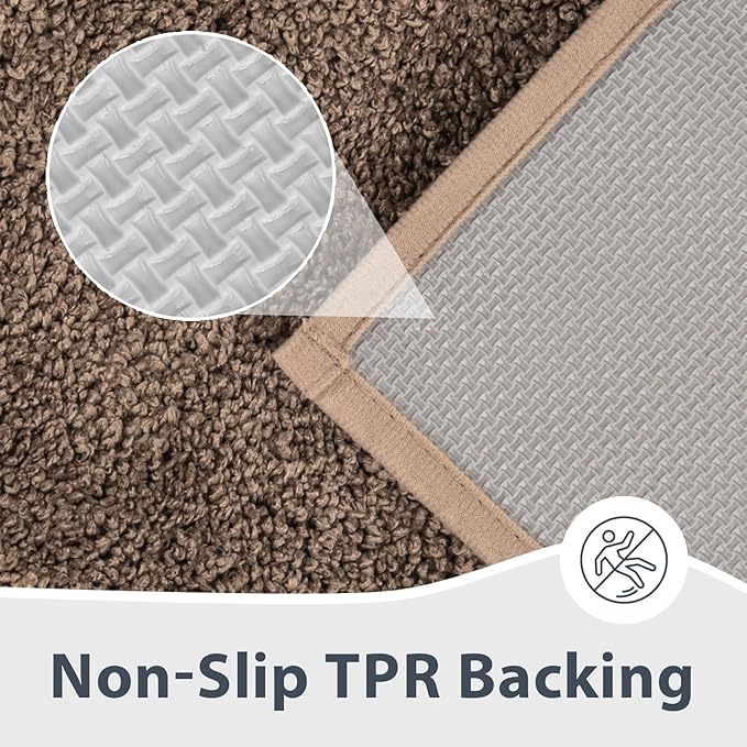 anllugs Bathroom Rugs 30" x 60", Non-Slip Extra Soft Absorbent Bath Rugs, Machine Washable Quick Dry Bath Mats for Bathroom Floor, Shower, Bathtub and Sink, Checkered Grayish Brown & Coffee