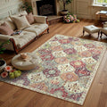 Lahome Moroccan Machine Washable Rugs for Living Room, 4x6 Rug for Bedroom Non-Slip Vintage Trellis Ultra-Thin Throw Carpet for Dining Room Office Nursery Elise, Orange/Terracotta
