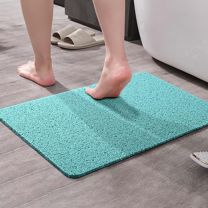Asvin Soft Textured Bath, Shower, Tub Mat, 47x16 Inch, Phthalate Free, Non Slip Comfort Bathtub Mats with Drain, PVC Loofah Bathroom Mats for Wet Areas, Quick Drying