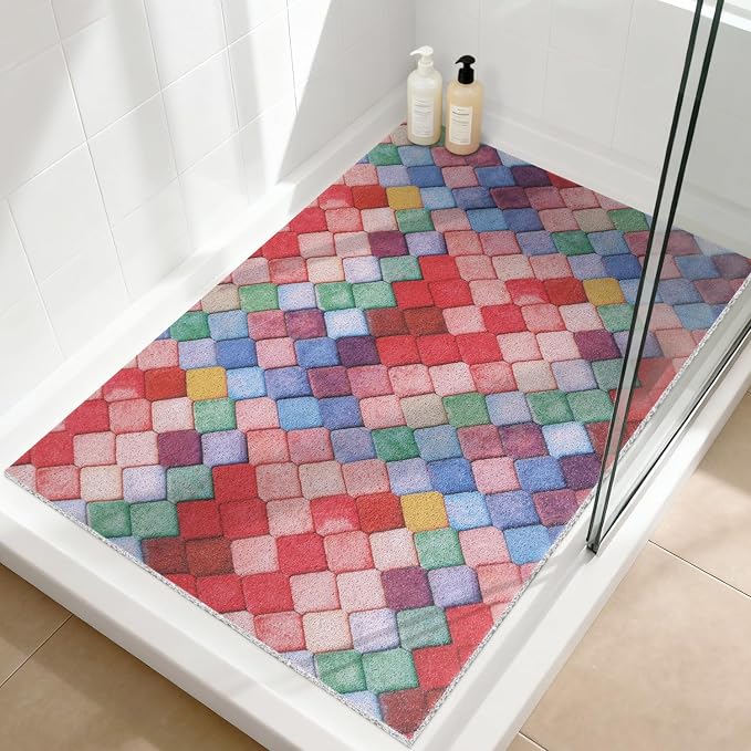Shower Mat Non Slip: 47.2x31.5 Inch Extra Large Shower Mats for Inside Shower, Soft PVC Loofah Massage Showe Stall Mat, Anti Slip Mat for Shower, Floor, Bathroom, Kitchen, Quick Drying