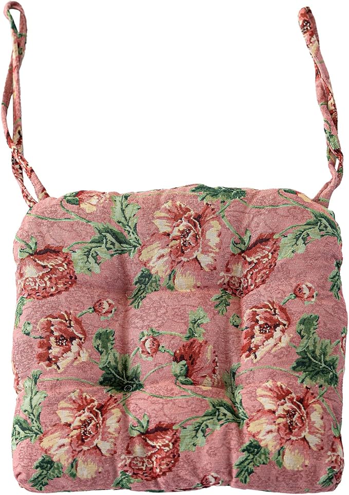 vctops Farmhouse Floral Print Chair Cushions with Ties U-Shaped Soft Comfortable Chair Pads Non Slip Seat Cushions for Indoor Dining Room and Kitchen Chairs (Flower C,16"x16")