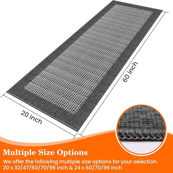 StepRite Kitchen Rugs, Kitchen Mats for Floor, 60"x20" Non-Slip Machine-Washable Kitchen Throw Rug, Absorbent Runner Rugs Office, Sink Standing Desk Mat, Decor Carpet, Grey
