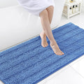 Grandaily Chenille Striped Bathroom Rugs 70x24, Extra Thick and Soft Absorbent Bath Mats, Rubber Backing, Plush Shaggy Shower Carpet, Machine Wash Dry, Bath Rug for Bathroom, Cornflower Blue