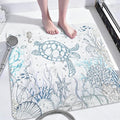 Sea Turtle Square Anti Slip Shower Mats for Inside Shower Accessories, Cute Bath Mats for Bathroom Non Slip Shower Floor Mat Decor Rubber Bathmat With Suction and Drain Holes Machine Washable, 21″X21″