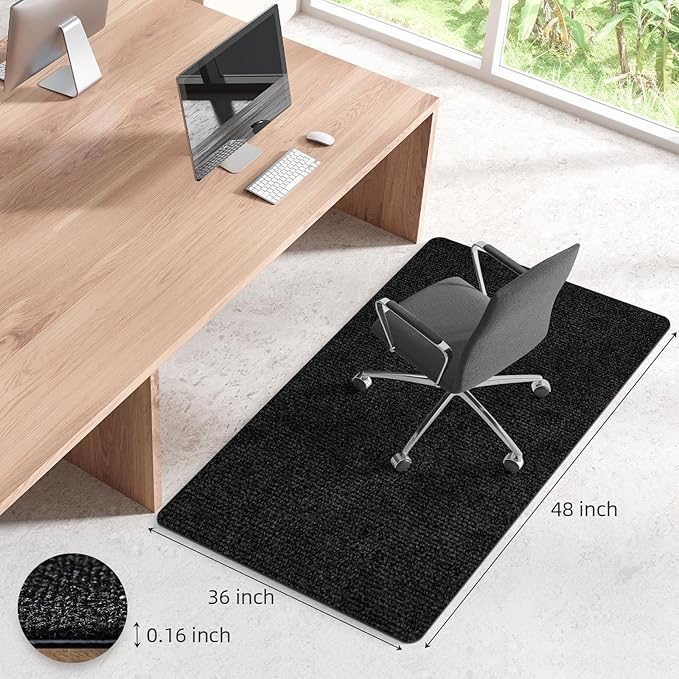 Office Chair Mat for Hardwood and Tile Floor, Computer Chair Mat, Non-Slip Floor Protector, Under Desk Mat for Rolling Chair, Slate Black(48"x36")