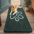 Smiry Dog Door Mat for Muddy Paws, Absorbent Dirt Trapper Non Slip Quick Dry Washable Chenille Mat for Mud Dogs, Entry Rug for Indoor and Outdoor (48x30 Inches, Green and White)