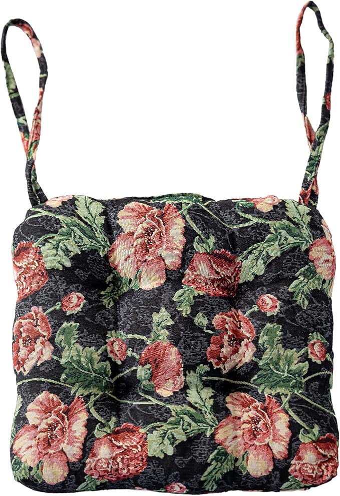 vctops Farmhouse Floral Print Chair Cushions with Ties U-Shaped Soft Comfortable Chair Pads Non Slip Seat Cushions for Indoor Dining Room and Kitchen Chairs (Flower F,16"x16")