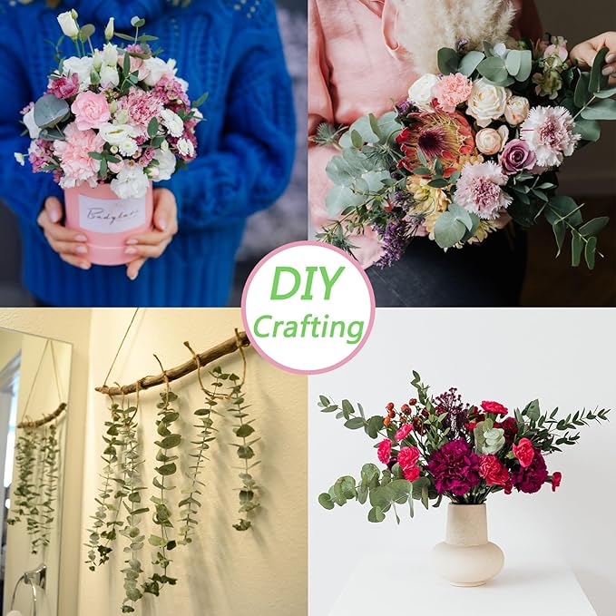 10 Pcs Dried Eucalyptus Stems 17" Real Eucalyptus for Shower Hanging 100% Made from Fresh Leaves, Wedding, Home, Farmhouse, DIY Spring Decor Bathroom Decor Home Decor