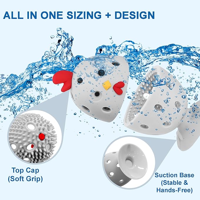 Egg Washer for Fresh Eggs, Egg Scrubber for Fresh Eggs, 2 Reusable Silicone Chicken Shaped Scrubs, Chicken Egg Cleaner, Eggshell Cleaner for Poultry Farm, Housewife Tools Vegetable Processing (Gray)