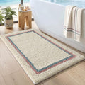 DEXI Bathroom Rugs 43x24, Absorbent Extra Soft Plush Microfiber Bath Mat for Bathroom, Non Slip Washable Bathmat Quick Dry for Shower Floor, Sink, Tub, Laundry Room, Ivory