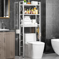 Kalrin Over The Toilet Storage with X Shape Side Guardrail, 3-Tier Over Toilet Storage Rack with Drain Basket, Freestanding Bathroom Organizer for Balcony Laundry, Pure White