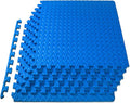 ProsourceFit Exercise Puzzle Mat ½-inch, EVA Interlocking Foam Floor Tiles for Home Gym, Workout Equipment, Kids Play Areas, Blue, 24 SQ FT - 6 Tiles