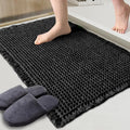 ZALL Waffle Bath Mat Black Super Absorbent Non Slip Bathroom Rug,Rhombus Geometric 24x36inch,Machine Washable Ultra Soft Floor Mats