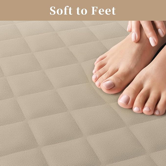 Yolife Bathtub Shower Mat Non Slip, Natural Rubber Bath Tub Floor Liner Mats with Strong Suction Cups for Inside Shower Bathroom, Machine Washable, Soft on Feet, 27.5 x 17 Inch, Brown