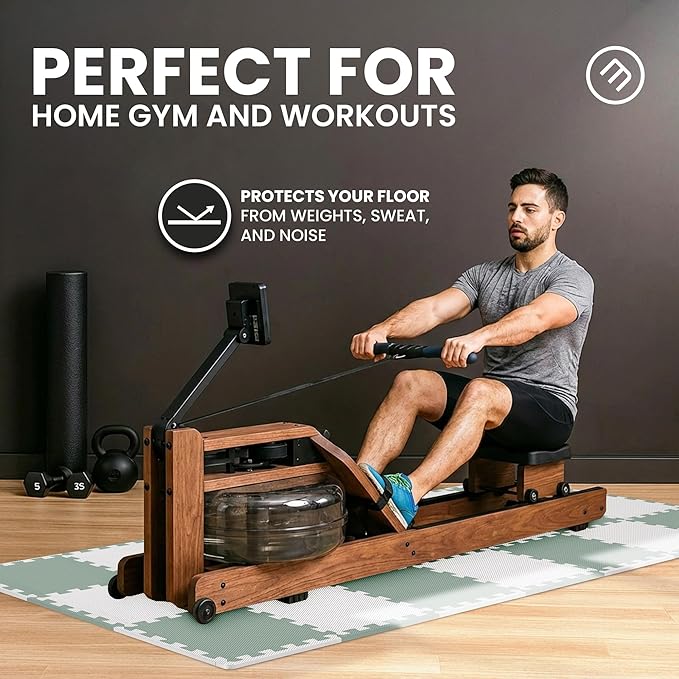 bemaxx Gym Mats Set - 18 pcs EVA Interlocking Foam Floor Tiles (12.6"x12.6"x0.4") 18sqft Protective Gym Flooring Sports Home Workout Exercise Mats Puzzle Garage Fitness Play-Room Pool Treadmill Bike