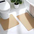 Bathroom Rugs Sets 2 Piece, Thin Bath Mat & U-Shaped Contour Toilet Rug Absorbent Quick Dry, Machine Washable, Non Slip Low Pile Bath Mats for Bathroom/Tub/Sink/Shower (27"x17" Plus 24"x20" U, Khaki)