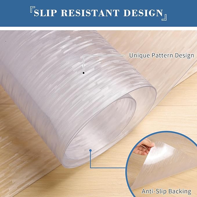 TYDLE Clear Chair Mat, 36"x48" Office Chair Mat for Hard Floor, Vinyl Mat for Gaming Chairs, Non-Slip Waterproof Floor Protector Rolling Computer Mat for Hardwood Floor, Clear