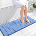 OLANLY Memory Foam Long Bathroom Rugs Runner 47x17, Super Soft Absorbent Bath Mat, Quick Dry, Machine Washable Shower Rugs, Bathmat Carpet, Bathroom Home Decor Accessories, Cornflower Blue