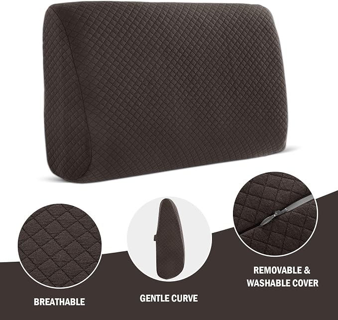 HOMBYS Lumbar Support Pillow for Recliner Chair, Memory Foam Back Support Cushion for Elderly,Extra Large Lumbar Support Pillow,Thick Backrest for Home Reading (Dark Coffee, 20“x13.5"x5")