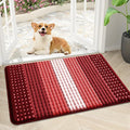 Kitinjoy Indoor Outdoor Door Mat, 30x17 Non-Slip Absorbent Dirt Trapper, Low-Profile Washable Inside Entrance Front Floor Mat, Sturdy Soft Entry Dotted Ombre Doormats for Entryway, Burgundy