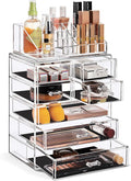 Sorbus Acrylic Makeup Organizer Set, 7-Drawer Vanity & Countertop Cosmetic Storage with Small & Wide Compartments, CLear Makeup Storage for Brushes, Jewelry – Holiday Gift for Women & Teens