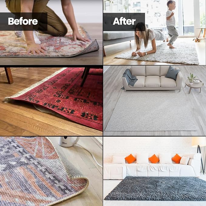 Muddy Mat® Heavy Duty Non-Slip Reusable Rug Corner Pads - Double-Sided Adhesive Pad for Corners and Sides on Hardwood Floors, Area Rugs - Keep Your Rug in Place (Pack of 4)
