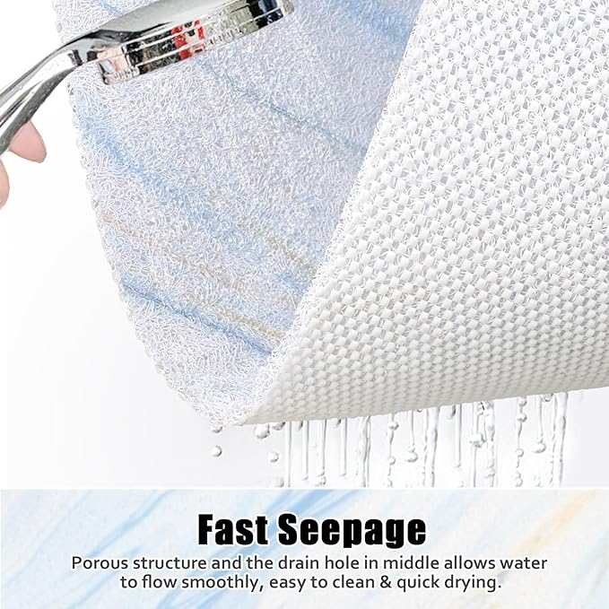 Square Shower Mat Non Slip: 31x31 Inch Large Shower mats for Inside Shower with Drain Hole in Middle, Super Soft PVC Loofah Massage Shower Floor Mat, Anti Slip Shower Stall Mat, Quick Drying