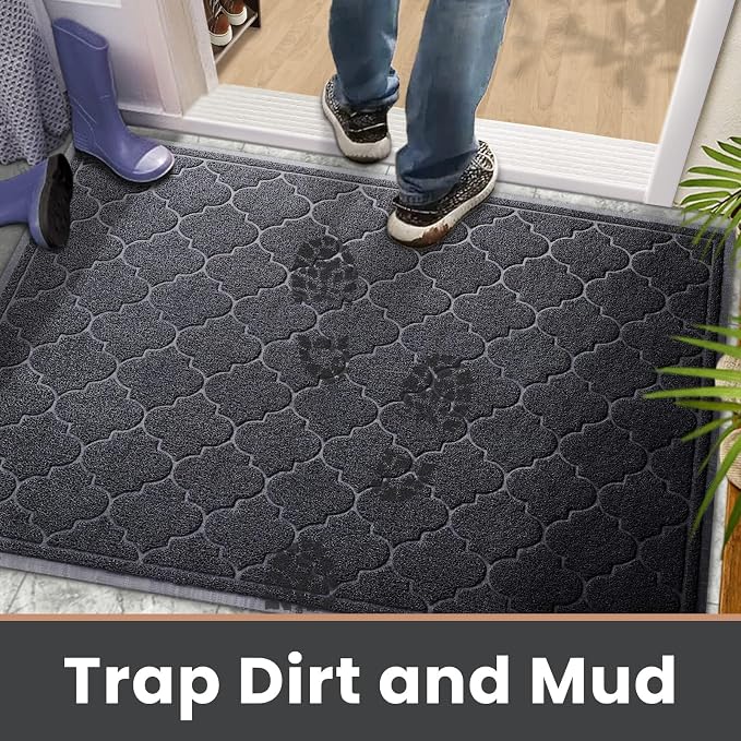 LuxStep Door Mat Large 36X47 Inch Indoor Outdoor Doormat, Non-Slip Low-Profile Design Floor Mat,Front Door Welcome Mat for Entryway,Patio,Garage, Black
