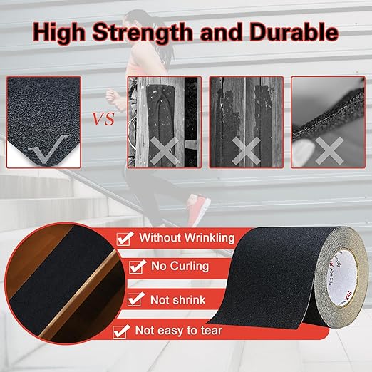 S&X Anti-Slip Tape 6" x 60' – Non-Skid Safety Tape for Slippery Stairs, Steps, Floors – Weatherproof, Durable and Easy to Install