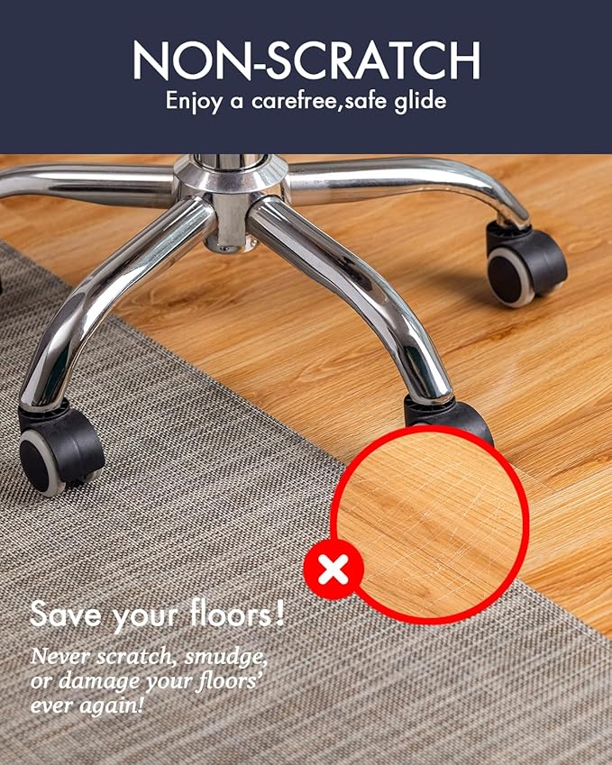 BARoyal Office Chair Mat for Hardwood Floor Under Desk Computer Rolling Chair Mat for Wood/Tile Floor Non-Slip Heavy Duty Desk Rug PVC Plastic Hard Floor Protector 46"x 60" (Soapstone)