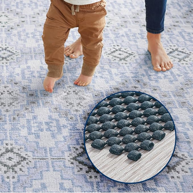 Veken 5x7 Ft Rug Pad Gripper for Hardwood Floors, Non Slip Dark Blue Rug Pads for Area Rugs, Thick Rug Grippers for Tile Floors, Under Carpet Anti Skid Mat, Keep Your Rugs Safe and in Place