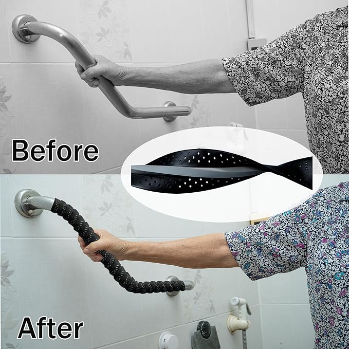 Grab Bars Non-Slip Tape for Bathtubs and Showers - Stainless Steel Bars Anti Slip Tape for Bathroom, Walls, Rail Handrail Covers for Seniors, Elderly, Handicap