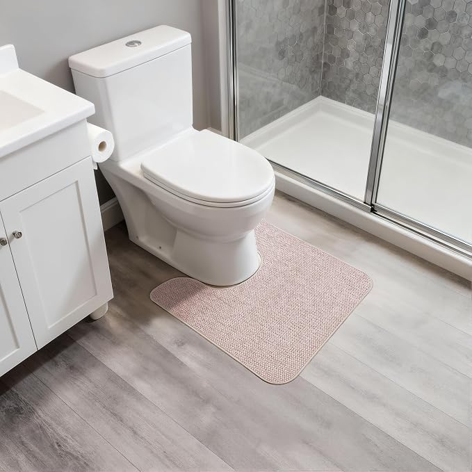 Bosap Toilet Rugs U Shaped Bathroom Rug,Machine Washable Non Slip Quick Dry Super Absorbent Ultra Thin Toilet Mats for Bathroom Toilet.Beige,1'8"x2'(20x24inch)