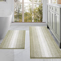BSICPRO Bathroom Rugs and Mats Sets, 2 Piece Thick Absorbent Chenille Non Slip, Soft Shaggy Floor Mats, Machine Washable (Linden Green, 20" x 47" Plus 16" x 24")