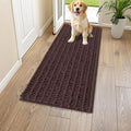 Smiry Dog Door Mat for Muddy Paws 47x24, Absorbent Dirt Trapper, Non-Slip Washable Chenille Entryway Rug for Inside Floor, Brown, Layered Pattern