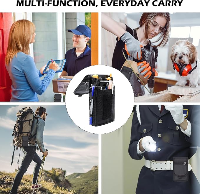 Belt Tool Pouch, Tactical Utility Organizer with Cell Phone Holder, Durable Heavy-Duty 1000D Nylon EDC Multitool Holster with Multi-Pockets for Electricians, Handymen, Work, Hiking, Daily Use