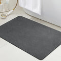 ACCUMTEK Non Slip Bath Mat, Thin Bathroom Rugs Fit Under Door, Quick Dry Bath Mats, Machine Washable Bath Rugs for Bathroom, Bathtub & Kitchen, Charcoal Gray/Upgraded Solid/24 x17