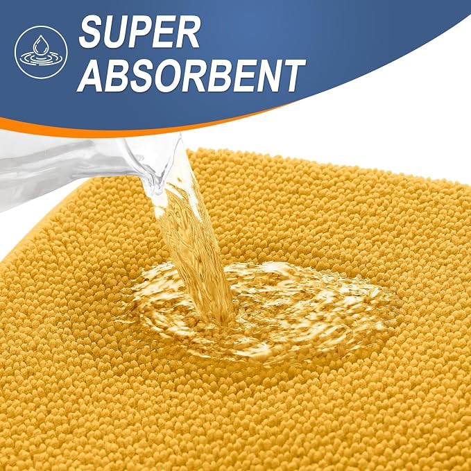 OLANLY Thick Memory Foam Small Bathroom Rugs 24x16, Extra Soft Absorbent Bath Rug, Quick Dry Bath Mats, Non-Slip, Machine Washable Mat for Floor, Tub and Shower, Home Decor Accessories, Golden Yellow