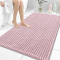 OLANLY Bathroom Rug Mat 44x32, Thick Soft and Absorbent Chenille Bath Mat, Non-Slip Rubber Backing, Machine Washable Quick Dry Bath Rugs for Tub Shower Floor, Home Decor Accessories, Dusty Rose