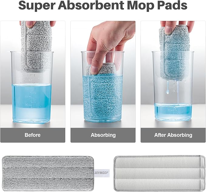 JOYMOOP Bathroom Cleaning Set, Mop and Bucket System with Toilet Brush Set, White, Microfiber Flat Mop for Household & Commercial Floor and Bathroom Cleaning