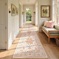 RELEANY Area Rugs Runner 2'6"x12' Washable Non-Slip, Floral Vintage Distress Medallion Carpet for Kitchen Hallway Bedroom Beside Laundry Room Bathroom, Light Pink Colorful