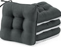 BETU Chair Cushions for Dining Chairs Set of 4,3.5" Thick Kitchen Table Chair Pads with Ties,Non Slip Backing and Covers, Seat Cushion for Dining Room,Bar,Patio Chairs,15.5"X15.5"X3.5",Dark Grey