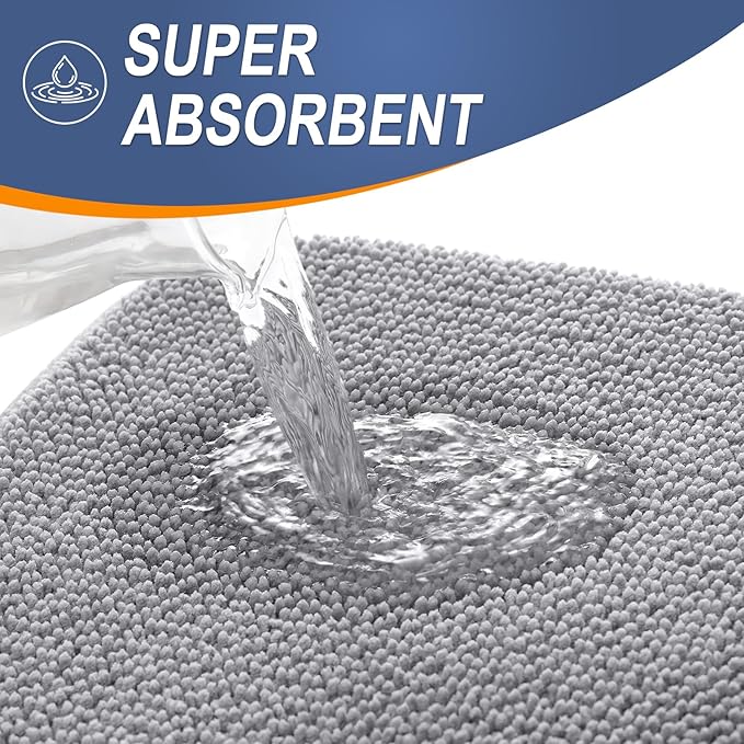 OLANLY Thick Memory Foam Large Bathroom Rugs 70x46, Extra Soft Absorbent Bath Rug, Quick Dry Bath Mats, Non-Slip, Machine Washable Carpet for Bathroom, Tub and Shower, Home Decor Accessories, Grey
