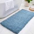 ILANGO Blue Bathroom Rugs 60" × 24" Non Slip & Super Absorbent Extra Thick Soft, Washable Bath Carpet Runner for Floor, Microfiber Plush Shaggy Bath Mats with Rubber for Bedroom Bathtub Shower Room