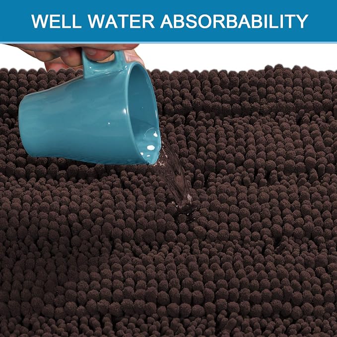 H.VERSAILTEX Bathroom Rugs Bath Mat Runner Rug Non Slip Kitchen Rug Extra Long Bath Rug Runners Oversized 59" x 20" Absorbent Washable Dry Fast Plush Area Rug for Bathroom/Bedroom - Chocolate