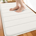OLANLY Memory Foam Bath Mat 32x20, Super Soft Absorbent Bathroom Rugs, Quick Dry, Machine Washable Shower Floor Rugs, Bathmat Carpet, Bathroom Home Decor Accessories, Ivory