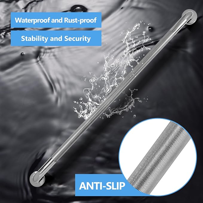 Shower Grab Bar, 2 Pack 39.4 Inch Bathroom Grab Bar, 1.25" Diameter 304 Stainless Steel Anti-Slip Grab Bars for Bathtubs and Showers, Handicap Shower Grab Bar for Seniors Elderly