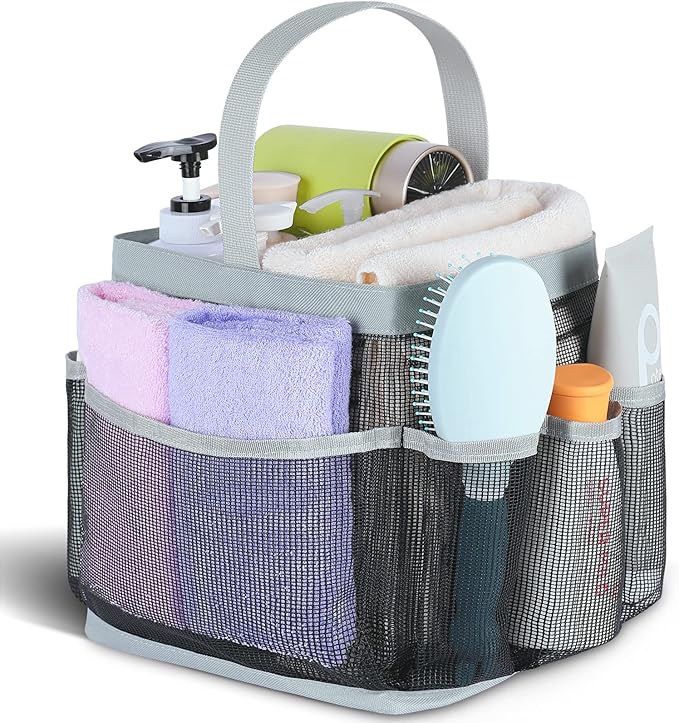 EUDELE Mesh Shower Caddy Portable for College Dorm Room Essentials,Shower Caddy Dorm with 8-Pocket Large Capacity for Beach,Swimming,Gym,Travel essentials